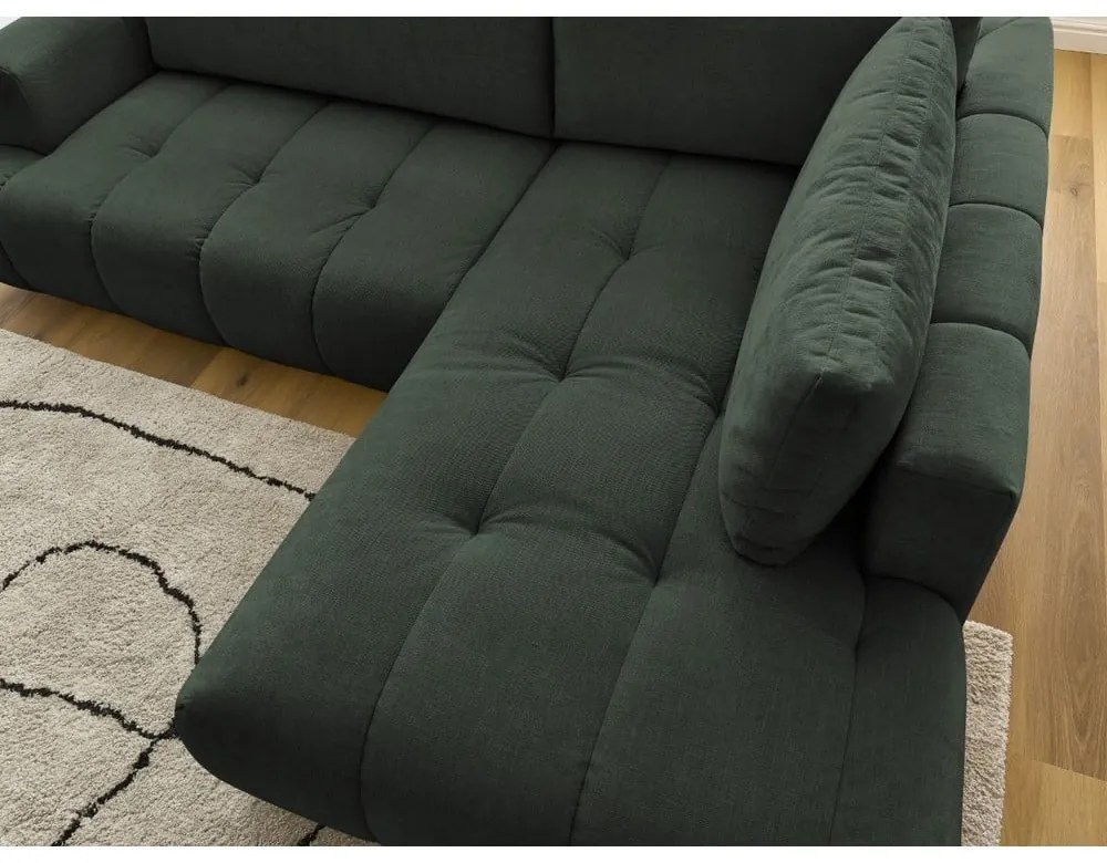 Zelená rozkladacia/s úložným priestorom rohová pohovka (pravý roh/do L) Fuji – Bobochic Paris