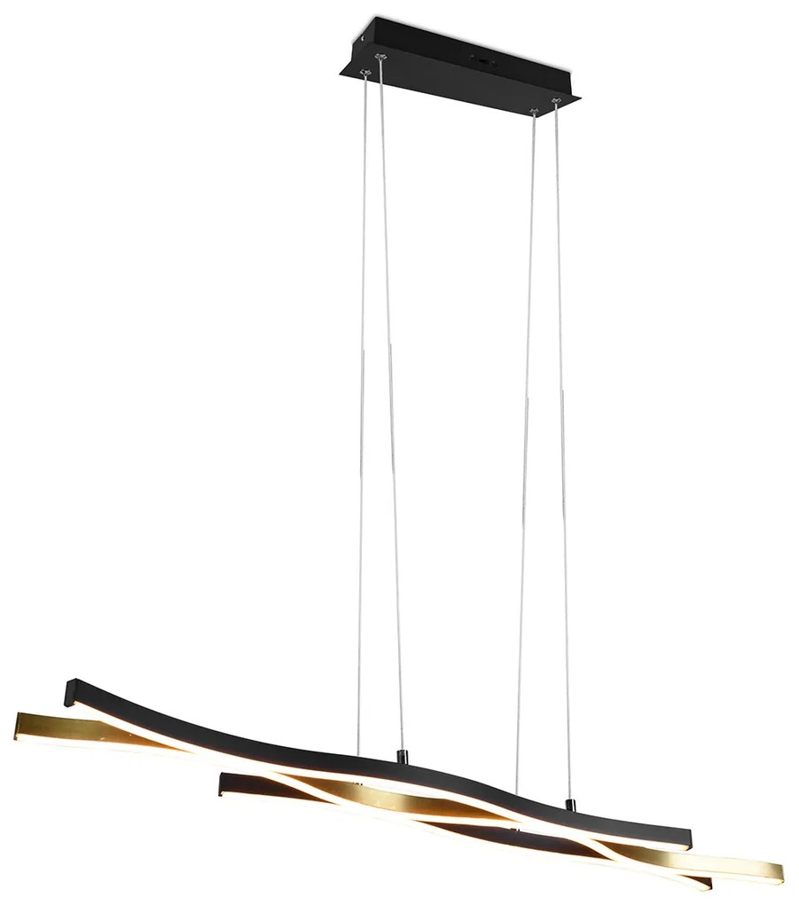 Design hanglamp zwart met goud incl. LED dimbaar - Blaze