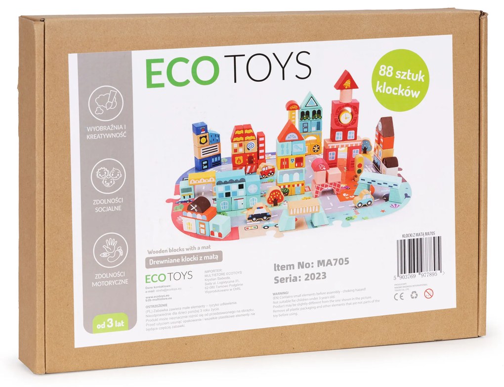 EcoToys Drevené vzdelávacie kocky - 88 ks.