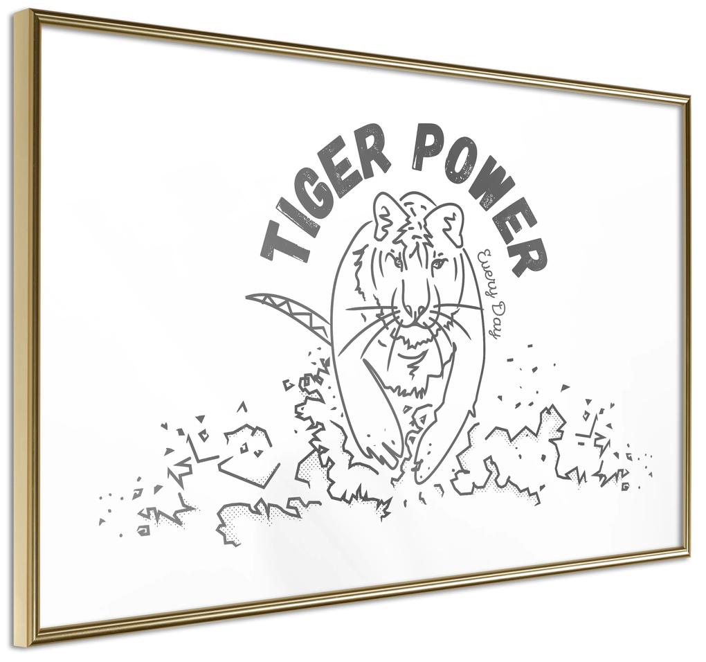 Artgeist Plagát - Tiger Power [Poster] Veľkosť: 30x20, Verzia: Čierny rám s passe-partout