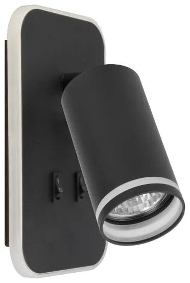 LED Nástenné bodové svietidlo PIPE 1xGU10/10W/230V + LED/6W čierne