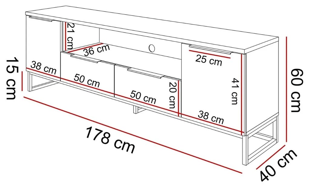 TV STOLÍK VALBO DUB ARTISAN 179 cm