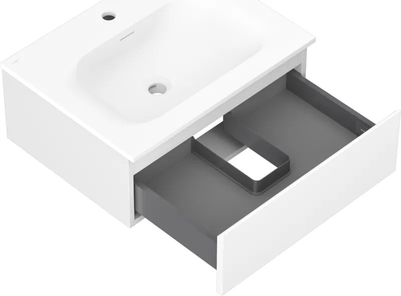 Mexen Orio, kúpeľňová skrinka 60 cm s umývadlom Vela, 1 zásuvka, biela matná, 91A10-06023-1-BF01-W23M01