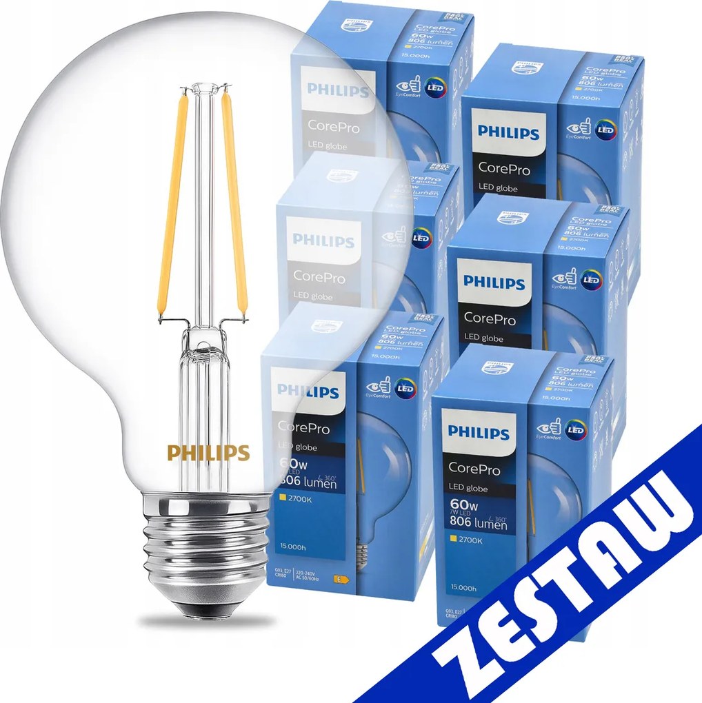 SADA 6 LED žiaroviek E27 G93 7W WW 806lm CorePro 2700K