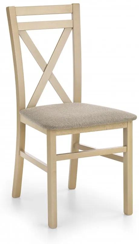 Drevená jedálenská stolička DARIUSZ – masív, látka, viac farieb Biela / Hnedá
