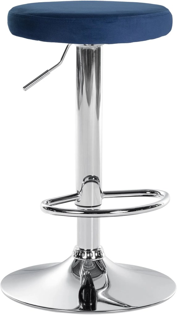 Barová stolička Ponte - zamat, chróm rám - Modrá
