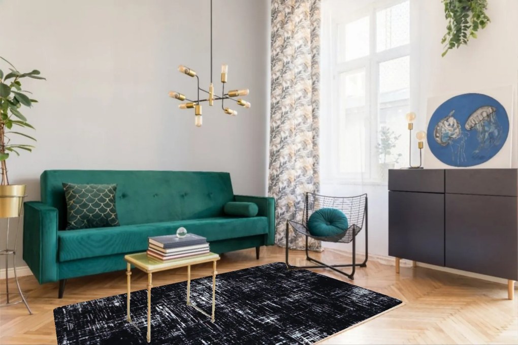 Osta, Kusový koberec Ink 46304 / AF900, 80x140, čiernobiela, chodba / predsieň