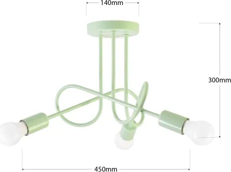 Prisadený luster OXFORD 3xE27/15W/230V zelený