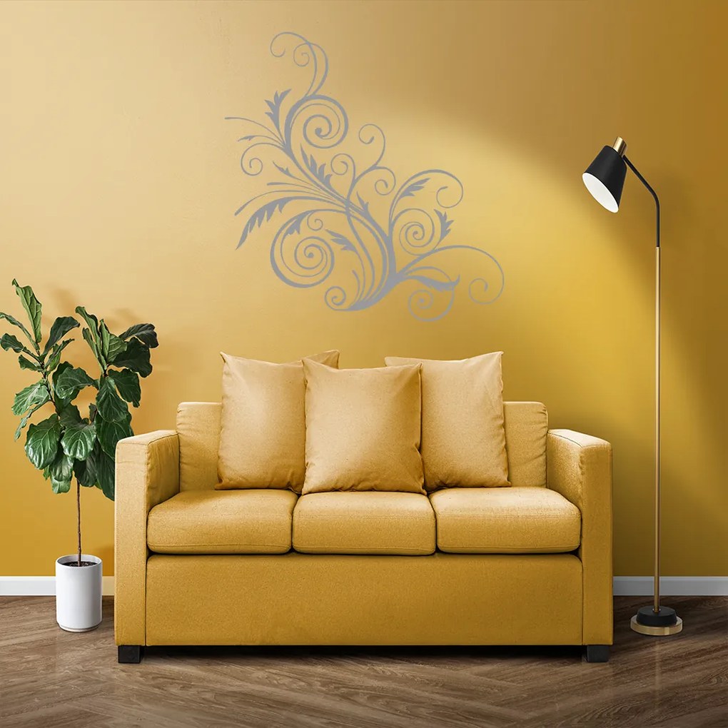 Veselá Stena Samolepka Ornament kvetina Farba: černá, Veľkosť: 40 x 41 cm