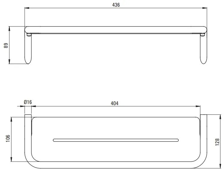 Deante Silia, nástenná polička 436x124x89 mm, čierna matná, DEA-ADI_N511