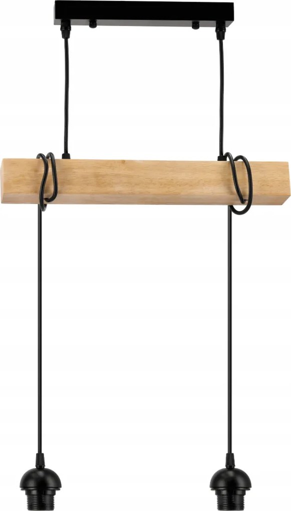 BERGE LED závesné stropné svietidlo, drevený trám, 2xE27, Luster Milk Cube