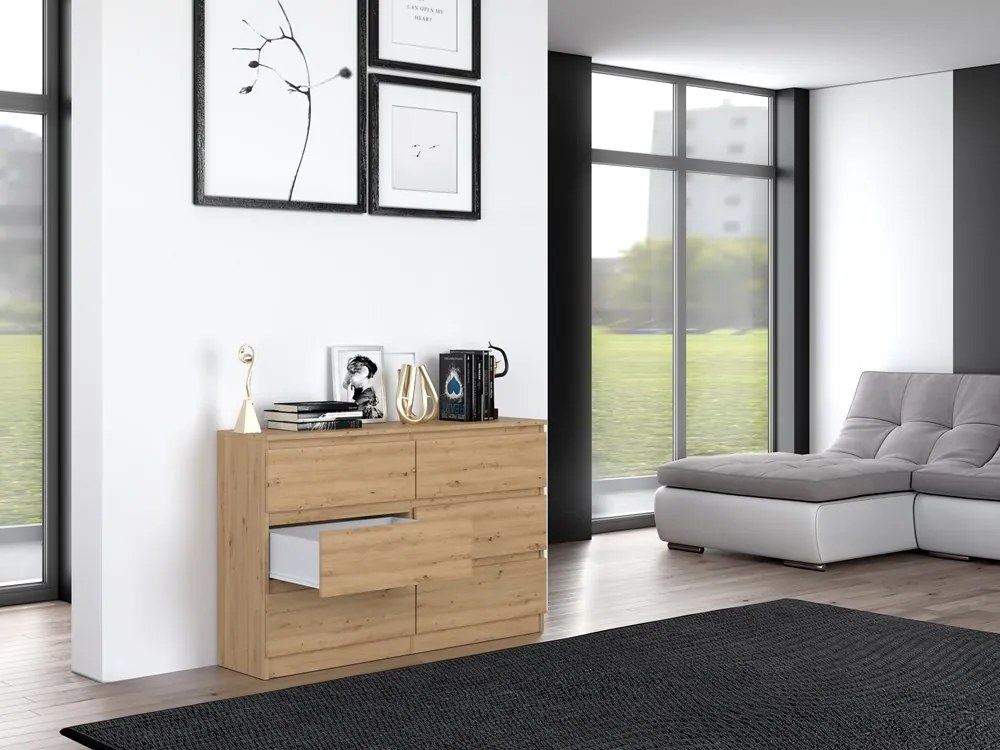 Komoda Musecalo 6 120 (dub artisan). Akcia -19%. Vlastná spoľahlivá doprava až k Vám domov. 1132810