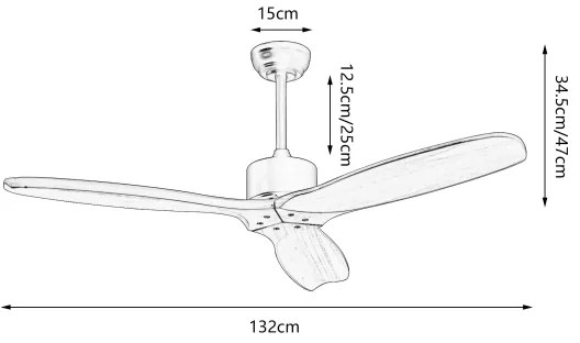 ZEVENTI - stropni ventilator CUENCA Wi‑Fi Tuya črna/hrast + daljinski upravljalnik