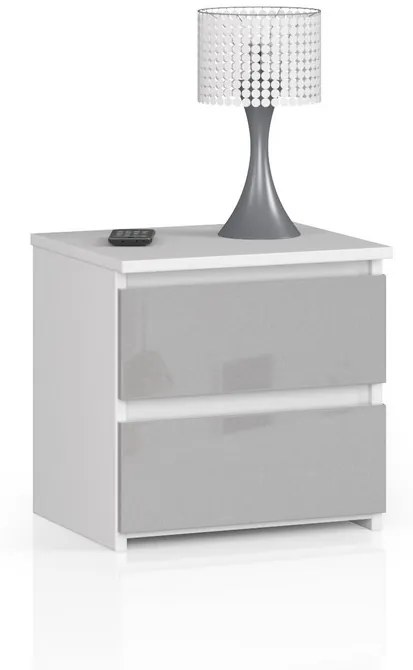 Nočný stolík CL 2, 40x40x35, biela/metalik lesk