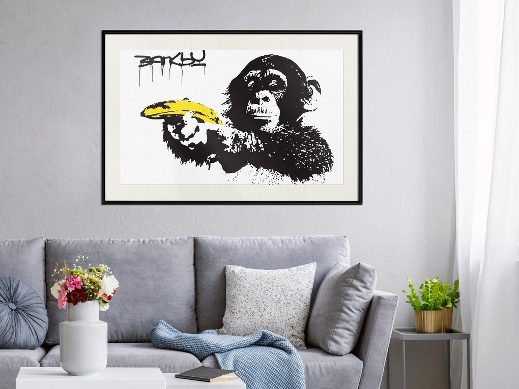 Artgeist Plagát - Banana Gun [Poster] Veľkosť: 30x20, Verzia: Zlatý rám s passe-partout