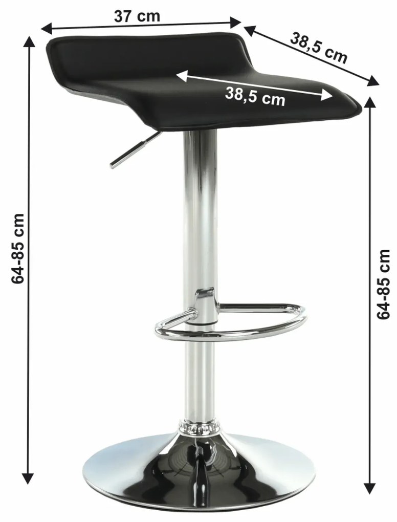 Barová stolička, ekokoža čierna/chróm, LARIA NEW