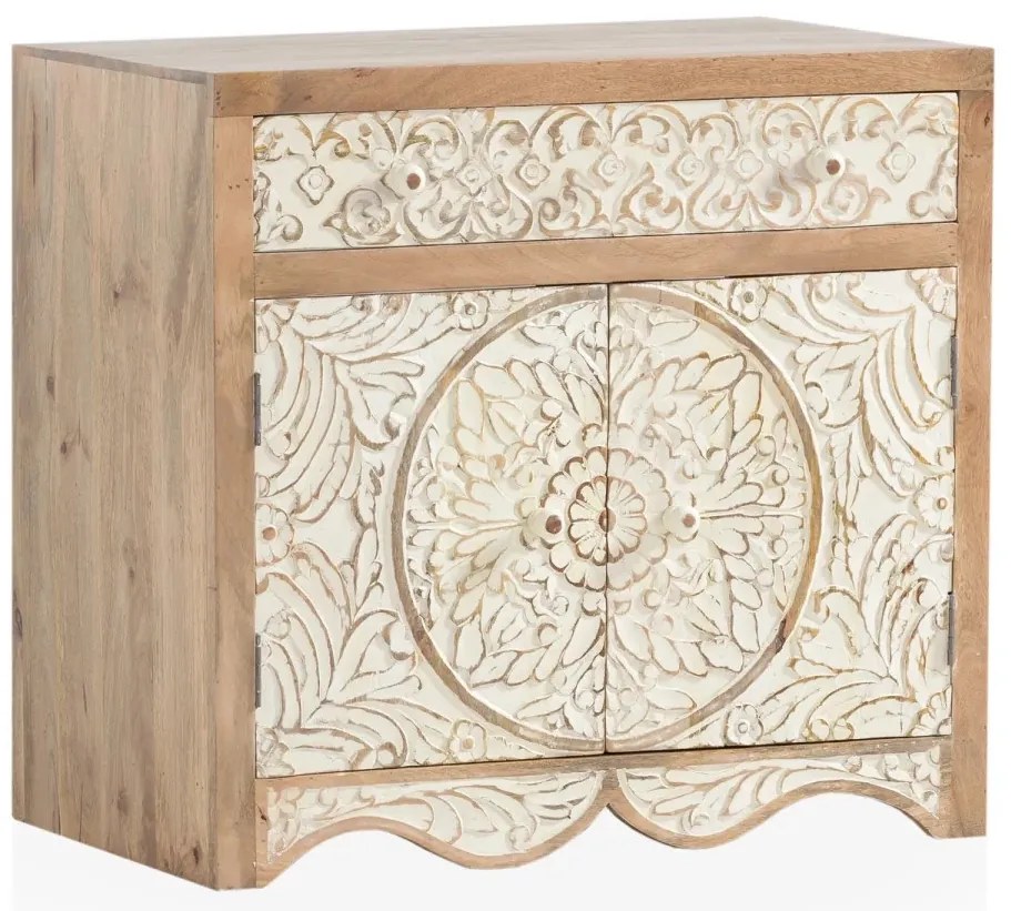 furniture-nabytek.cz - Masivní umyvadlová skříňka Delhi z mangového dřeva, lakovaná, hnědá – 80 cm