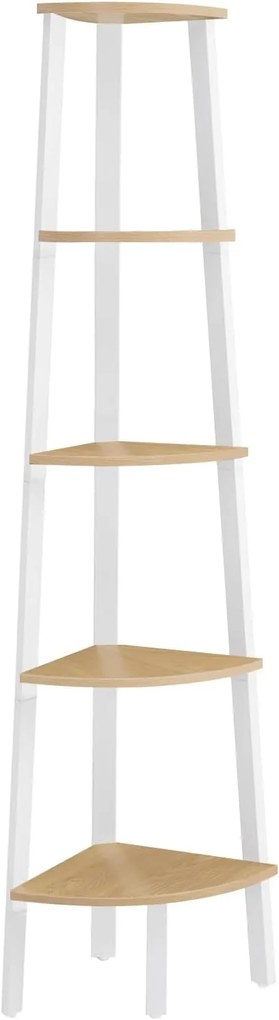 Rohový regál Vasagle Solen 159 cm bílý/dub přírodní