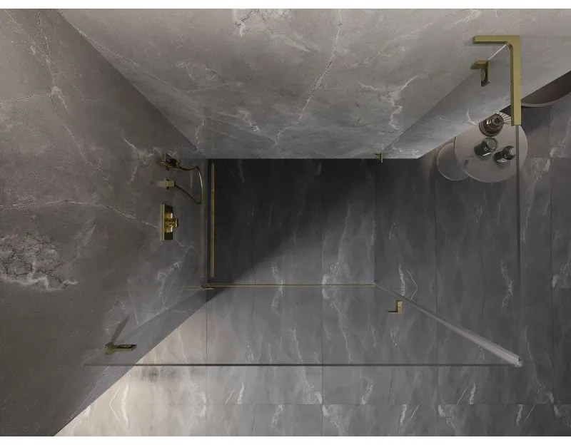 Mexen Lunar-B L sklápací sprchový kút ľavý 85 x 70 cm, číre sklo, zlatá matná, 832L-085-070-55-00-L