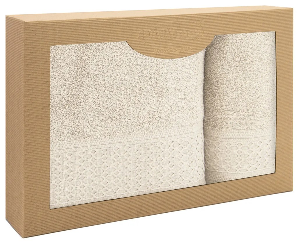 BAVLNENÉ UTERÁKY SOLANO SADA 1 KS 50X90 CM, 1 KS 70X140 CM KRÉMOVÁ