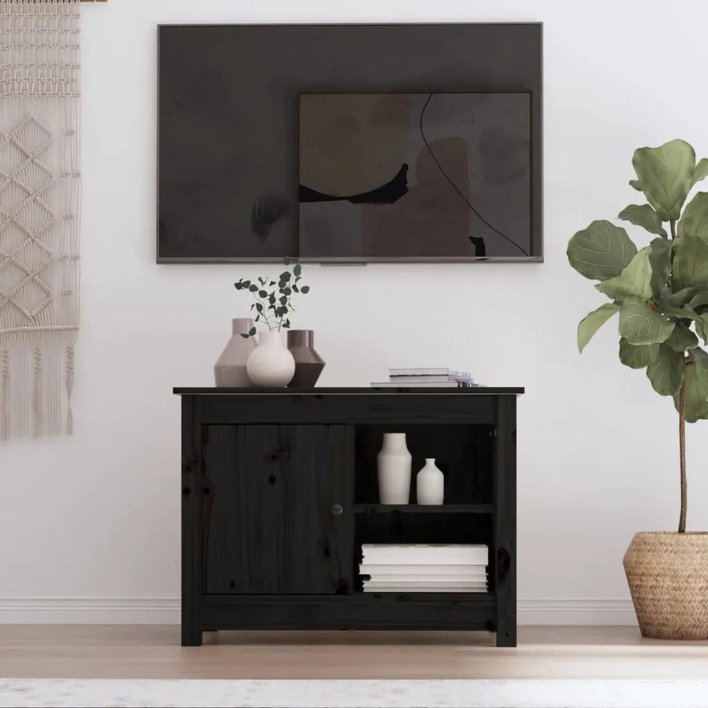 TV skrinka čierna 70x36,5x52 cm masívna borovica