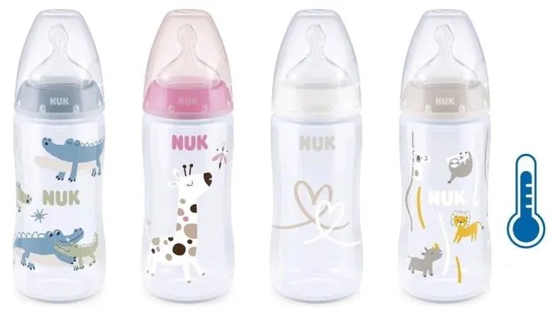 Dojčenská fľaša NUK FC+Temperature Control 300 ml BOX-Flow Control cumlík white
