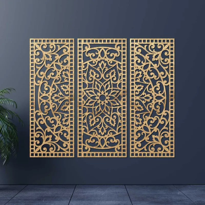 Nástenná dekorácia trojdielny panel mandala  | SENTOP PR0514-A