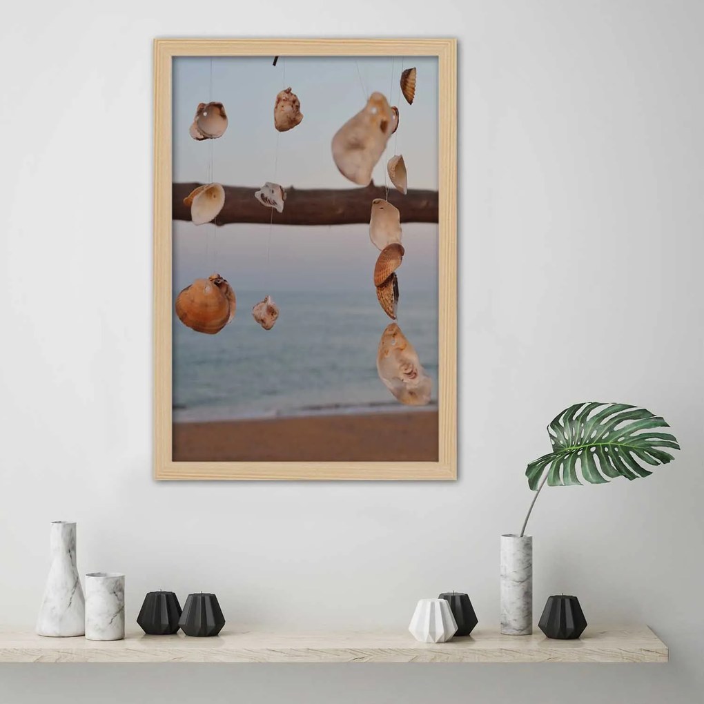 Gario Plagát Pláž a dekoratívne mušle Farba rámu: Bez rámu, Rozmery: 40 x 60 cm