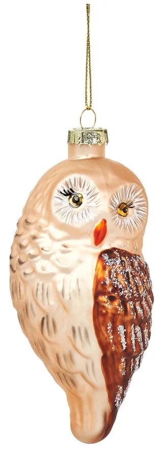 Sklenená ručne vyrobená vianočná ozdoba 13 cm Owl – Sass & Belle