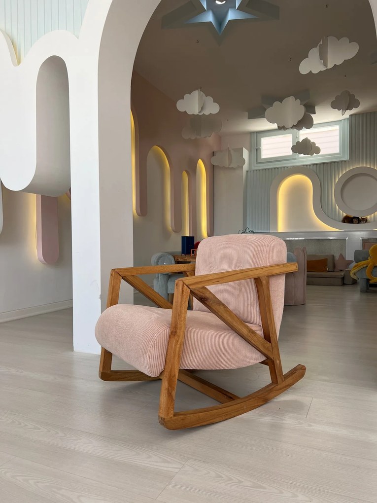 Dětské houpací křeslo NiniMini růžové/hnědé