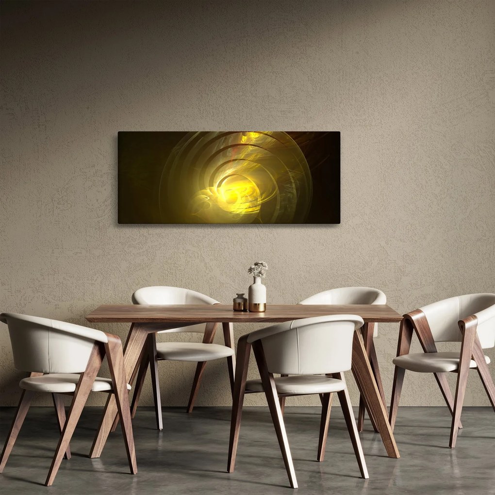 Obraz žltej abstraktnej špirály (120x50 cm)