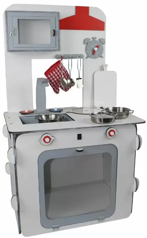 Drevená kuchynka s príslušenstvom - biela/sivá