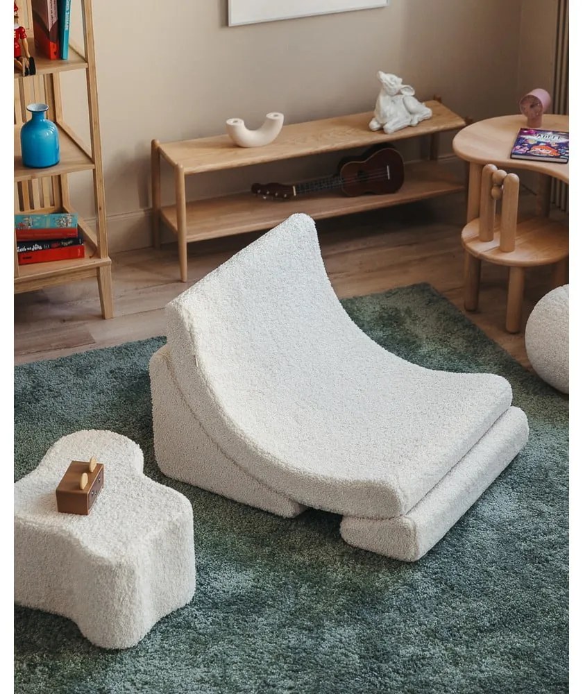 Krémové detské kresielko z textílie buklé Moon – Wigiwama