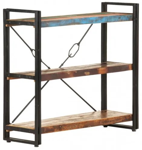 vidaXL Knižnica s 3 policami 90x30x80 cm recyklovaný masív-