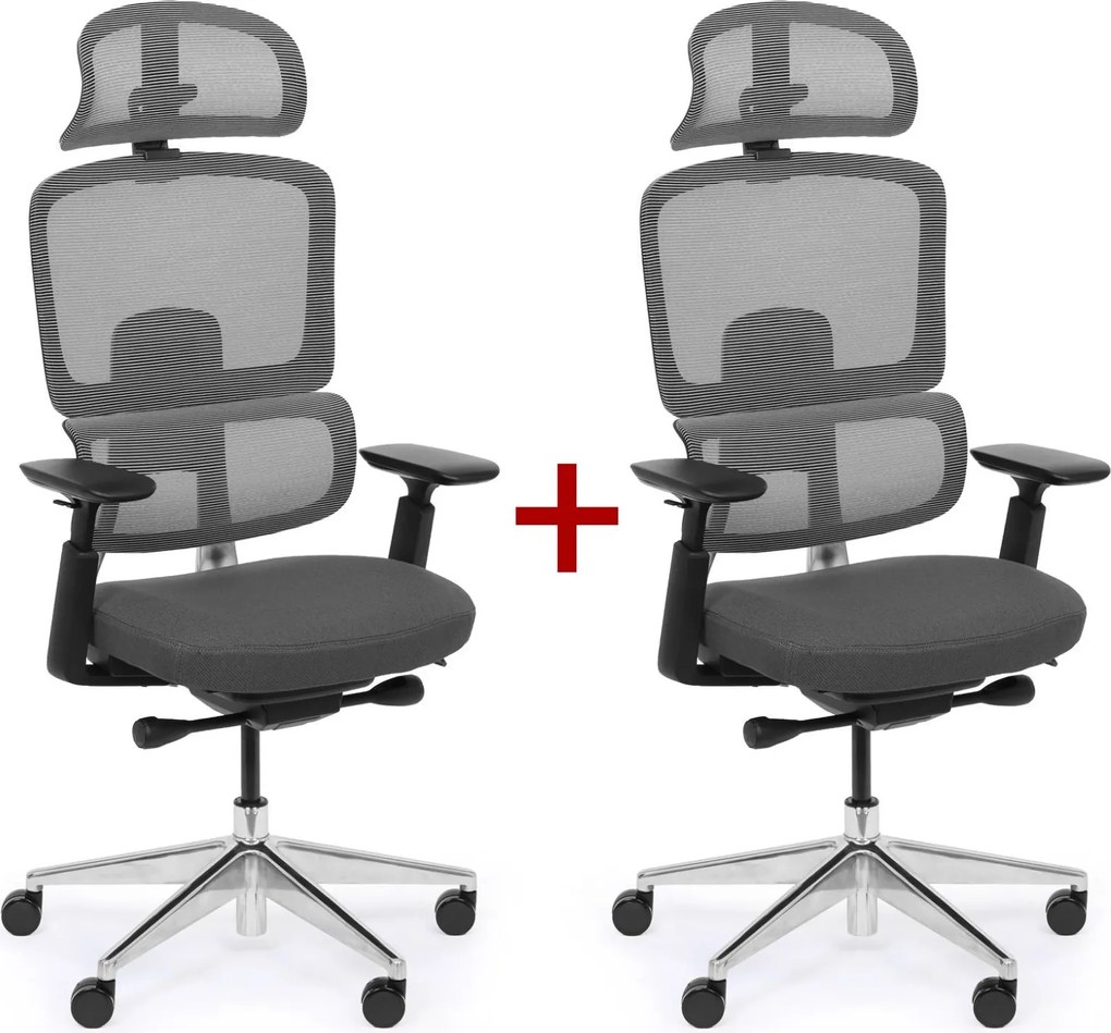 Kancelárska stolička WILMOT MF 1+1 ZADARMO, čierny rám, sivá