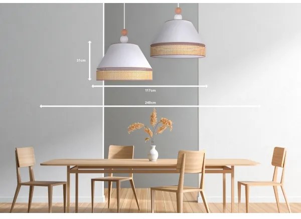 Duolla - Luster na lanku AVIGNON 2xE27/15W/230V biela/ratan