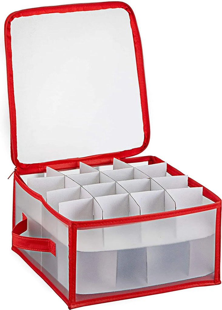 usporadejto.cz Vianočný úložný box na gule, ozdoby a vianočné dekorácie, 32 kusov