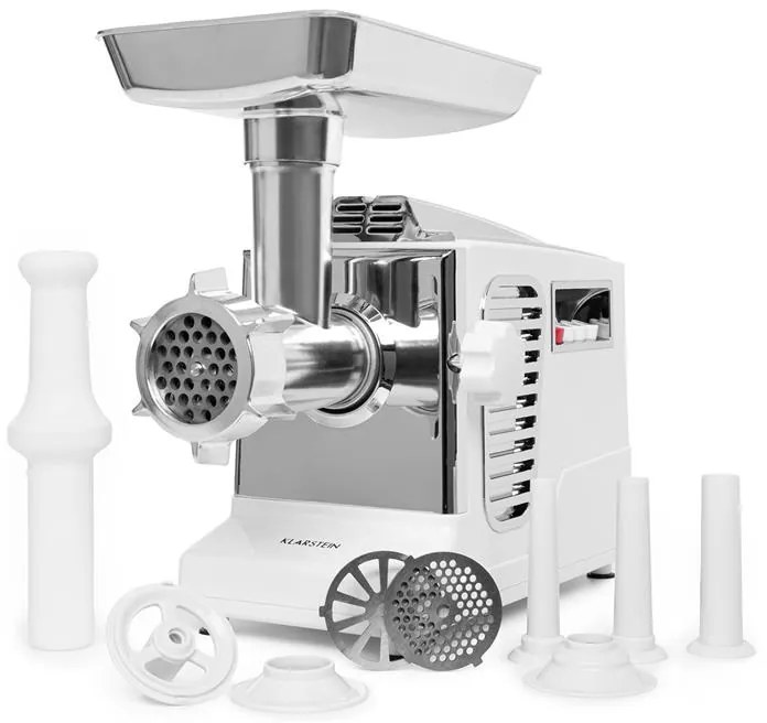 Klarstein Kraftprotz, elektrický mlynček na mäso, 700 W, medený motor, biely/strieborný