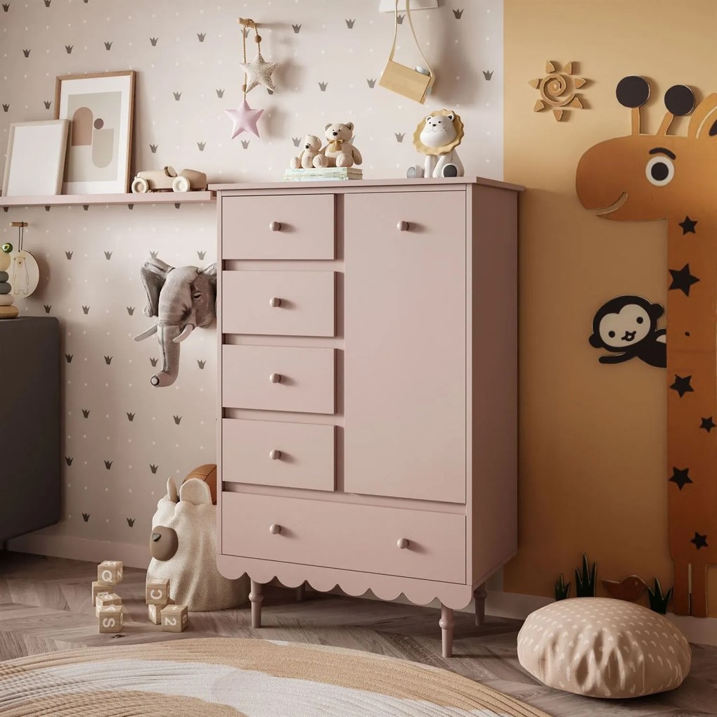 Detská komoda PONY vysoká ružová
