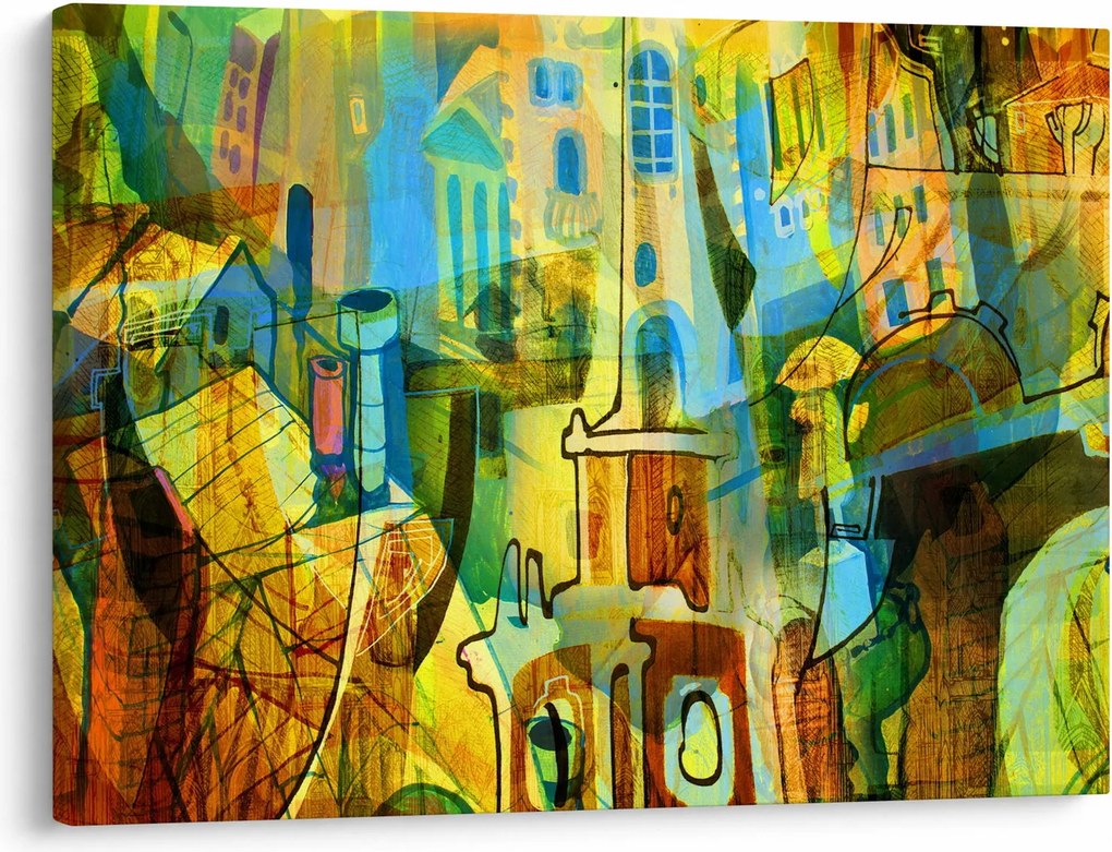 Obraz - Architektúra, kubistická abstrakcia (70x50 cm)