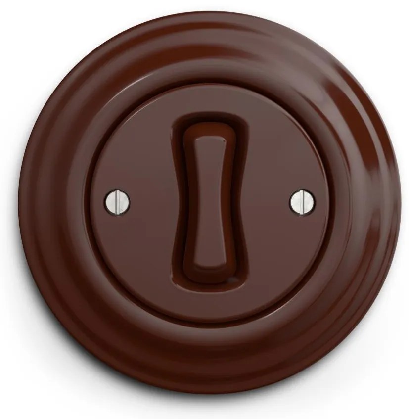 Kliklap - Retro krížový vypínač s rámčekom č. 7 hnedý