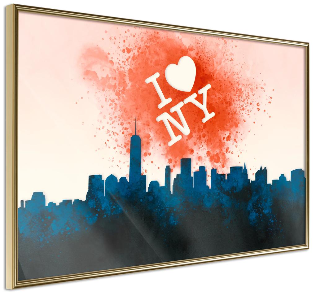 Artgeist Plagát - I Love NY [Poster] Veľkosť: 45x30, Verzia: Zlatý rám