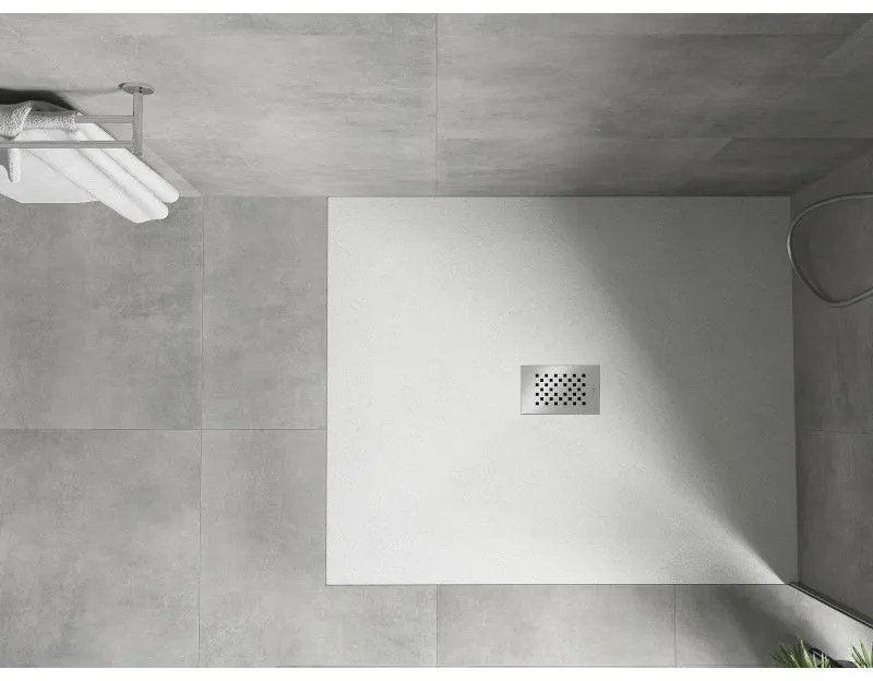 Mexen Hugo, obdĺžniková sprchová vanička SMC 110 x 100 cm, biela, oceľová krytka, 42101011-X
