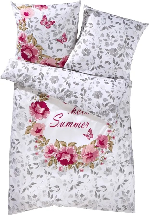 4-d. posteľná bielizeň Hello Summer Webschatz šedá-ružová