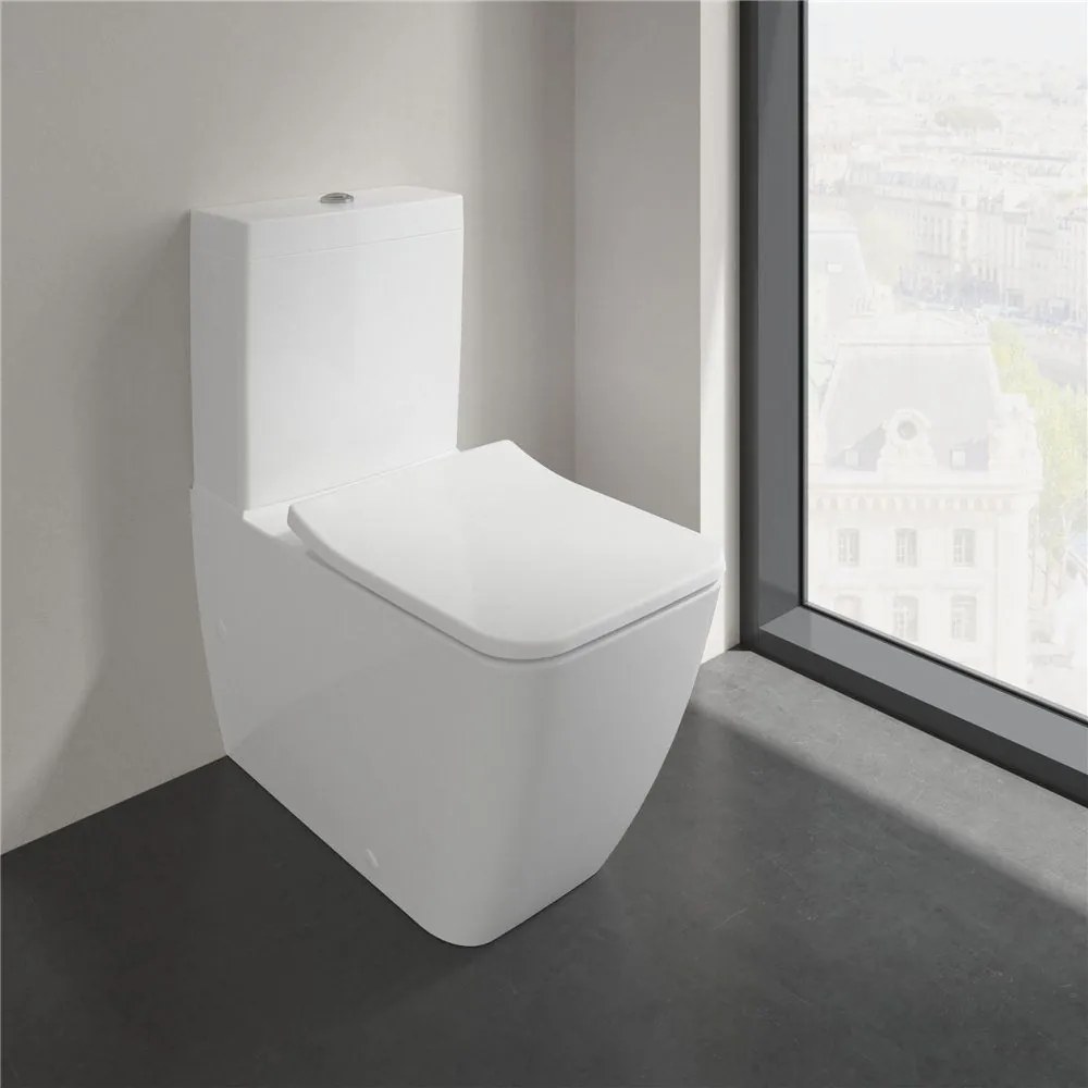 VILLEROY &amp; BOCH Venticello WC misa kombi s hlbokým splachovaním bez vnútorného okraja, zadný odpad, 375 x 700 mm, biela alpská, s povrchom CeramicPlus, 4612R0R1