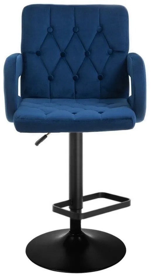 LuxuryForm DESIGN Barová stolička BOSTON VELUR na čiernom tanieri - modrá