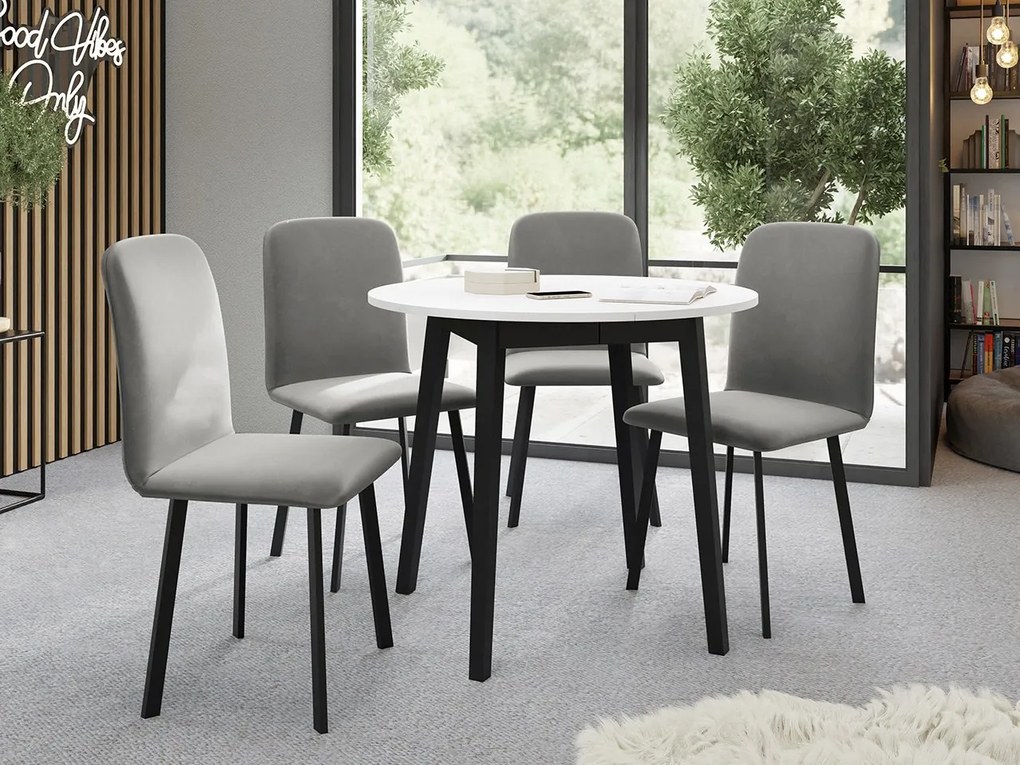 Jedálensky set Kirtore S 90 so 4 stoličkami Lekoz, Farby:: Amor Velvet 4311, Farby:: sivý mramor / čierna
