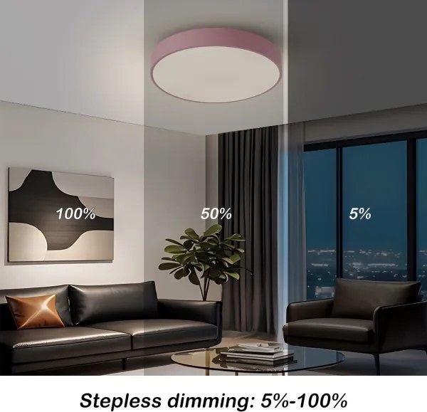 Brilagi - LED stmievateľné stropné svietidlo POOL, 48 W, 230 V, 3000–6000 K, 40 cm, ružové, s diaľkovým ovládaním