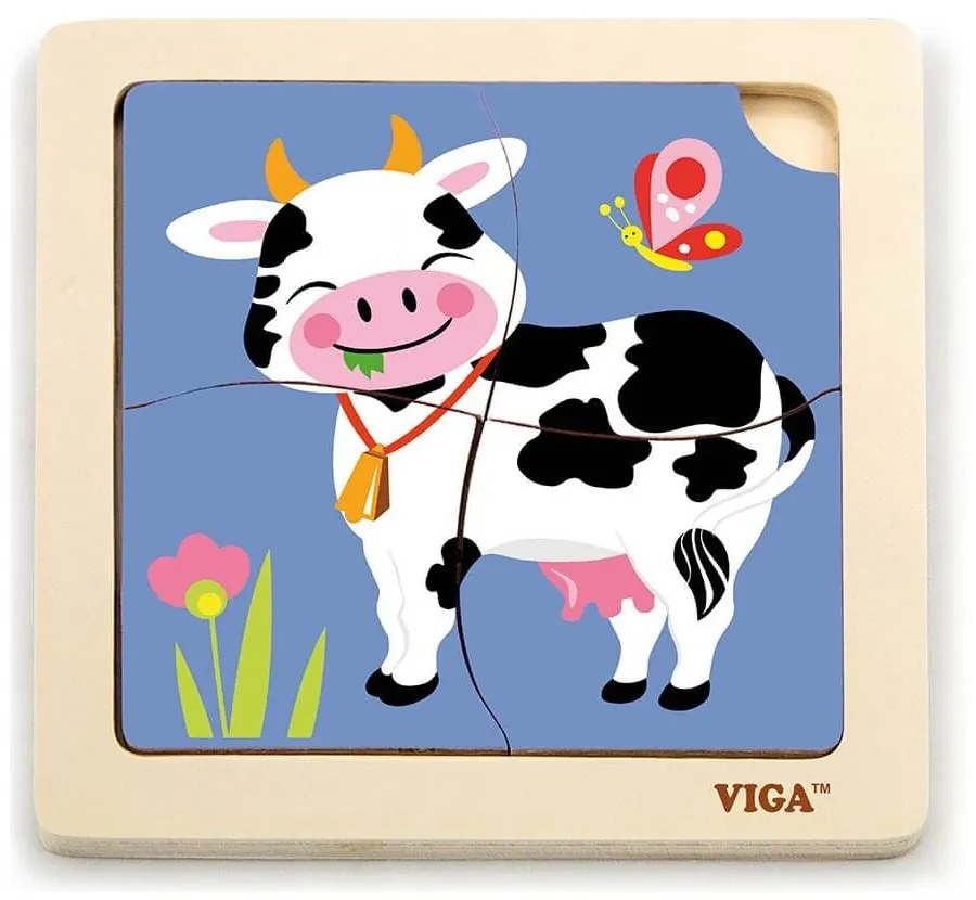 Drevené puzzle pre najmenších 4 ks Kravička