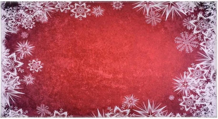 Červeno-biely koberec Vitaus Snowflakes, 50 × 80 cm